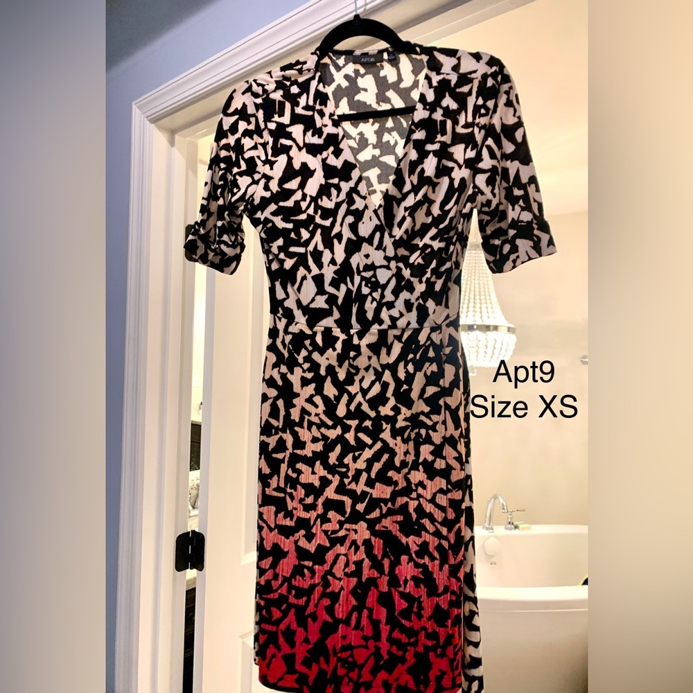 Apt9 pink pattern ombré dress